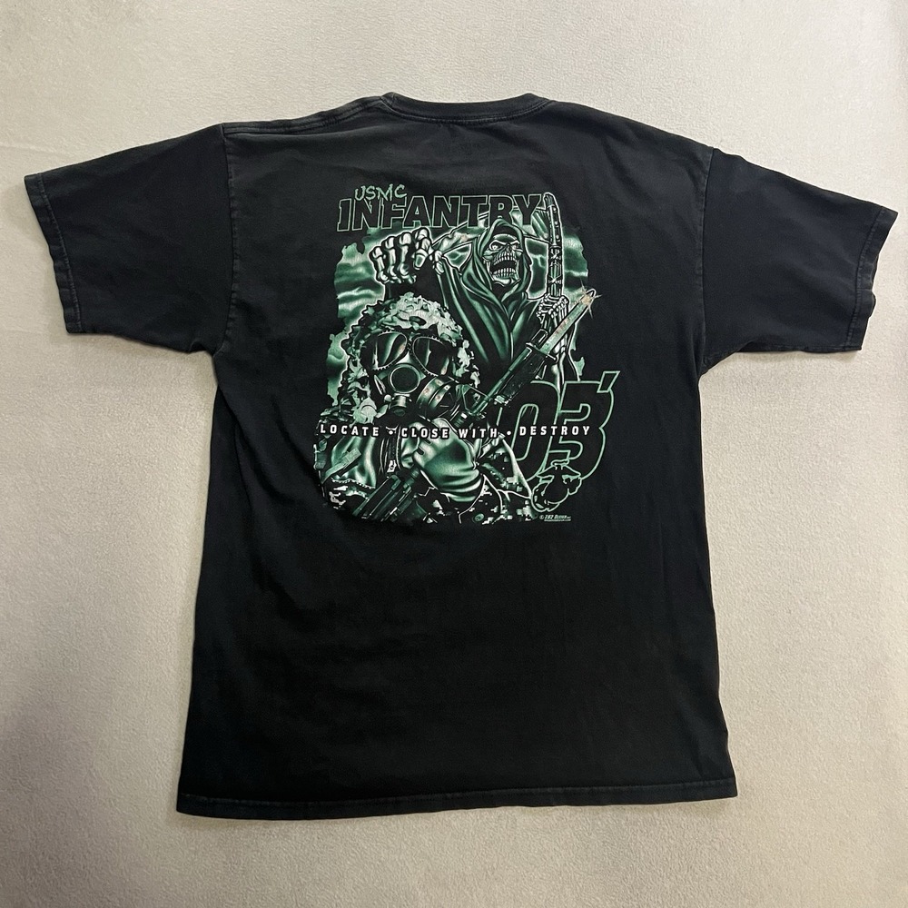 Vintage Military 7.62 Design Men's Large USMC Infantry Grim Reaper Graphic Tee